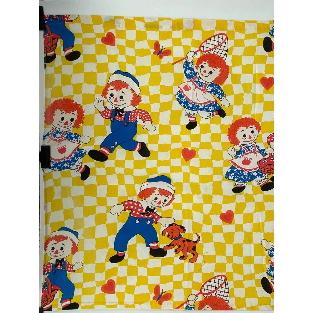 Vintage Raggedy Ann Andy Flat Sheet The Bobbs Merrill‎ Co JC Penney 1970's